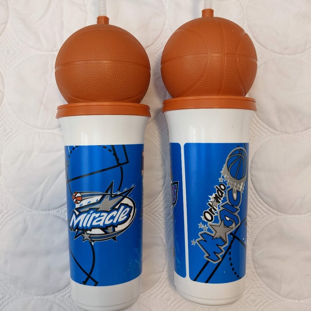 Set of 2 Orlando Magic/Solar Bears/Miracle Sipper Cups with Basketball Lid